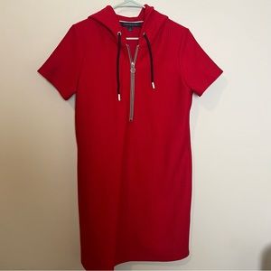 Tommy Hilfiger Red Short Sleeve Hoodie Dress
